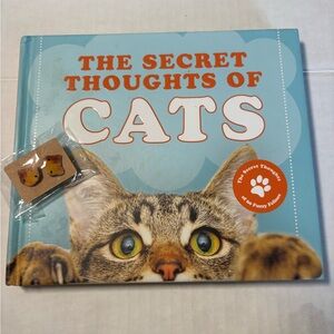 The Secret Thoughts of Cats - Blue Cat Toy Book with cat earrings